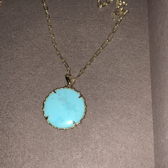 Kendra Scott Natalie Gold Long Pendant Necklace in Light Blue Magnesite - Picture 3 of 5